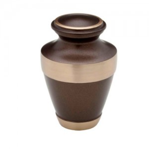 Brass Keepsake Small Urn (Smoky Brown with Gold Band)